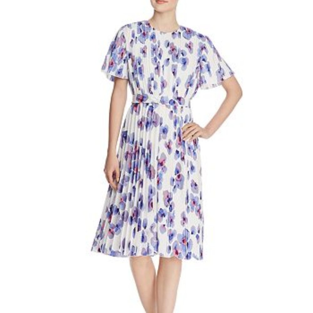 NEW BOSS HUGO BOSS Diplissee Pleated Floral-Print Dress Size US 6 #391